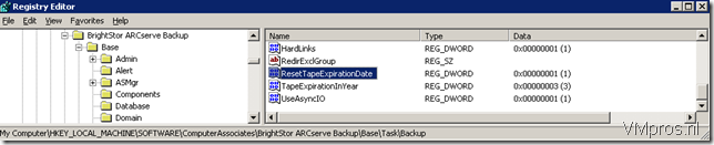 ArcServe: Enforce ARCServe to reset the expiration date of a tape