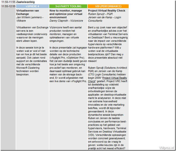 VMware: Definitieve Agenda VMUG Event 2009 – 11 december – Nieuwegein