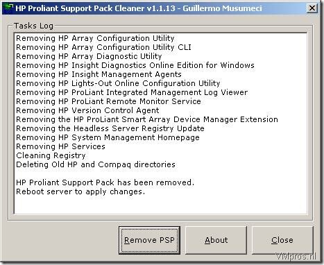 Software: HP Proliant Support Pack Cleaner