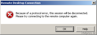 Microsoft: RDP to Windows 2003 R2 fails – Protocol error