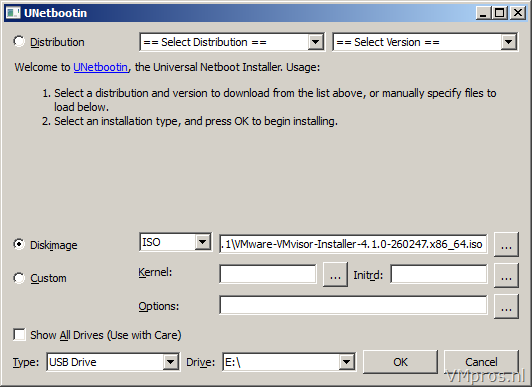 VMware: How to create a bootable ESXi USB Stick with UNetbootin