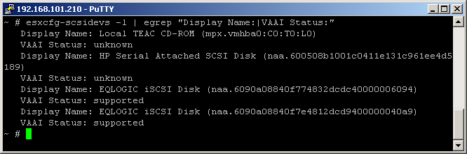 VMware: vStorage API – VAAI check status