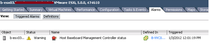 VMware: Host Baseboard Management Controller status