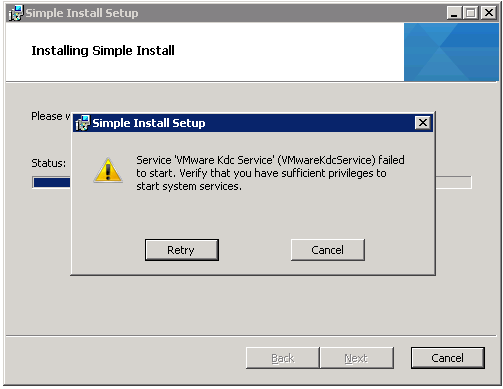 VMware: Service ´VMware Kdc Service’ (VMwareKdcService) failed to start