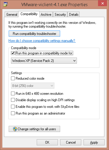 VMware: Installing VMware vSphere Client 4.1 or 5.0 on Windows 8.1