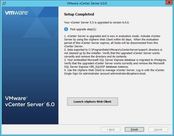 VMware: Upgrade vCenter Server 5.5 to 6.0
