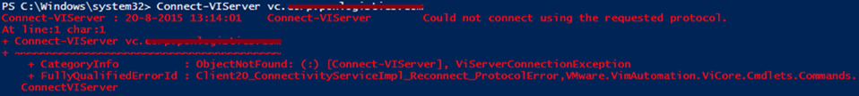 VMware: Could not connect using the requested protocol [PowerCLI]